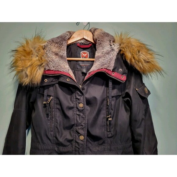 1 Madison Expedition Heritage Collection Black Hooded Parka Winter Coat Sz S - Picture 2 of 9